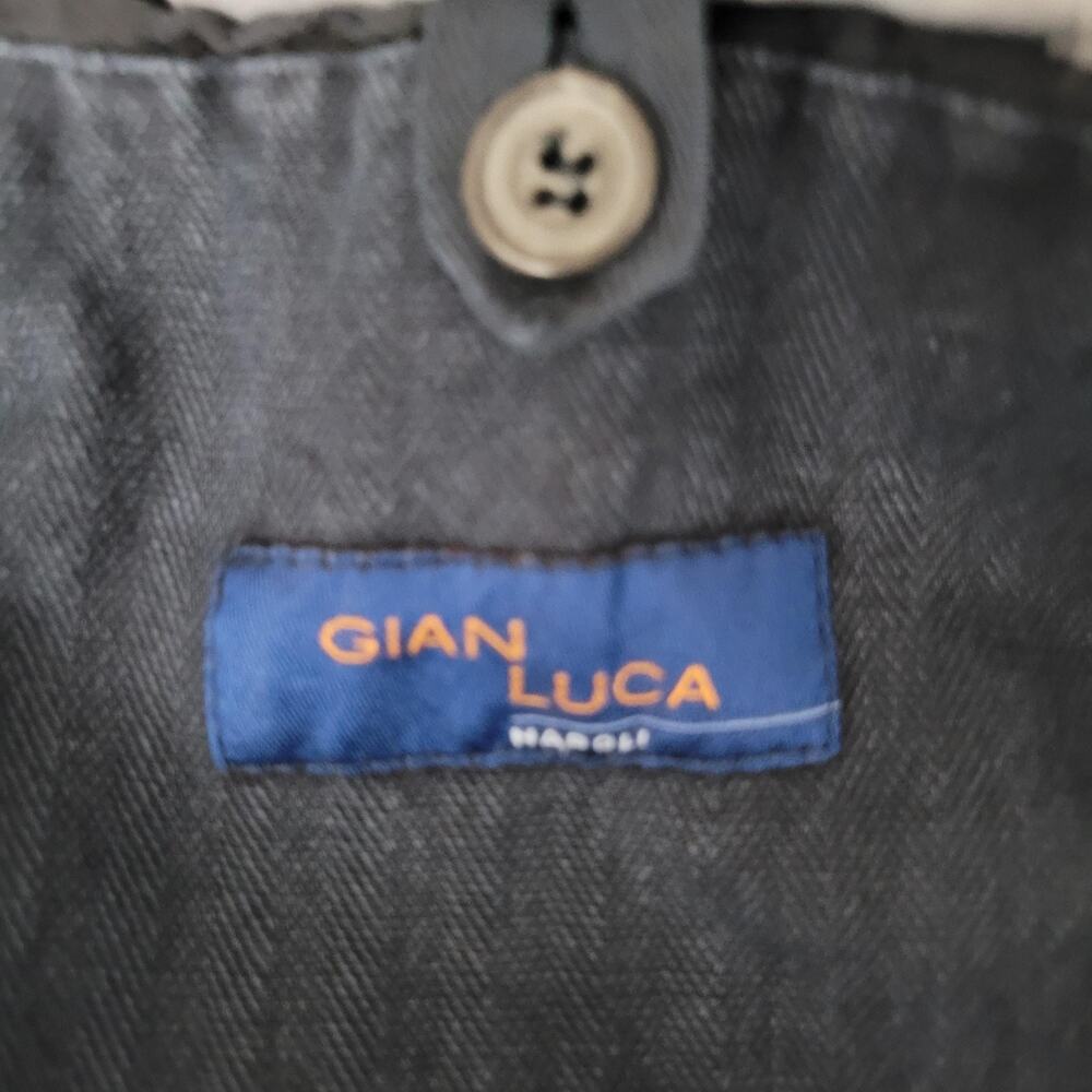 Gian Luca Napoli Blazer Mens 42 Long Blue Gray Herringbone Twill Unstructured - Picture 14 of 16